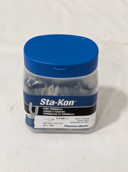 (100) T&B Standard Fork Terminal: Blue, Nylon, Partially Insulated, #6 3KG39