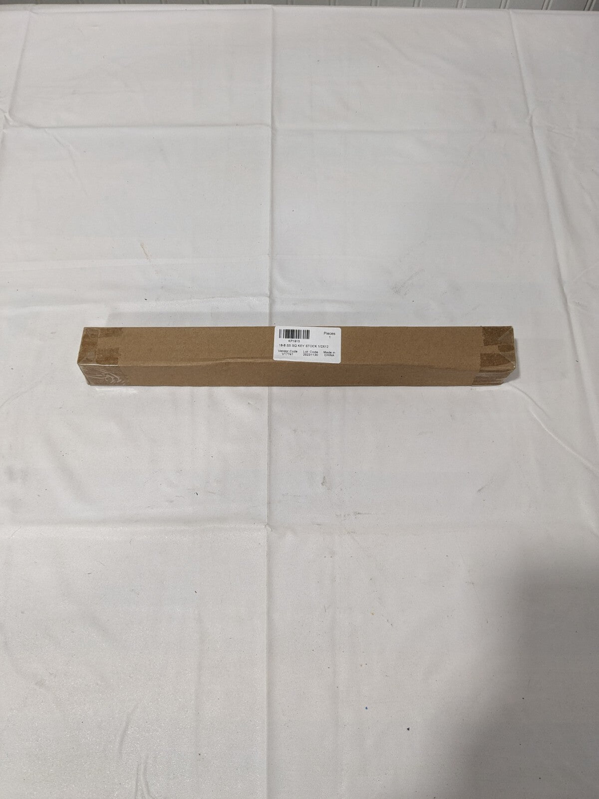 Undersized Key Stock 1/2" High, 1/2" Wide, 12" Long, 18-8 Stainless Steel KP1915