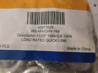 WorkSmart  316 Grade SS Quick Link 13/32  19,840LB Load Limit  QTY 10 66911629