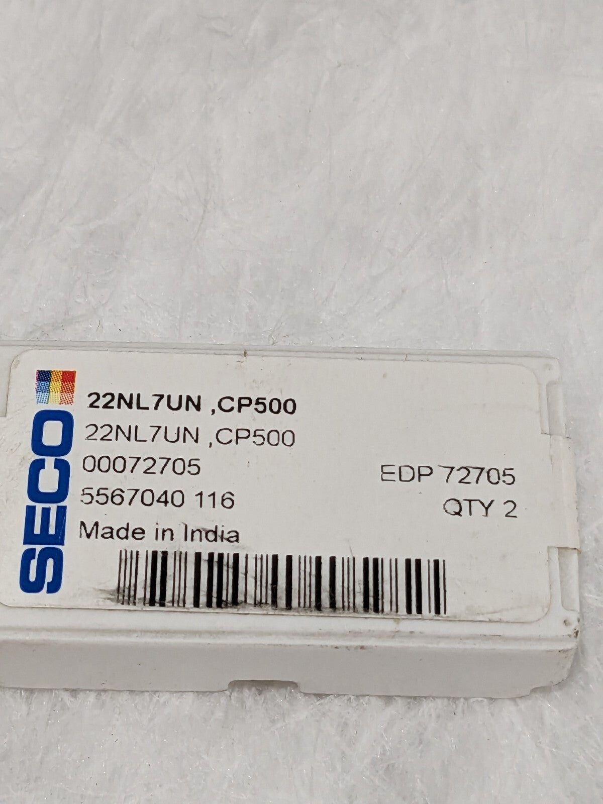 Seco Carbide/Cermet Lay-Down Threading Inserts 22NL7UN CP500 Qty 2 72705