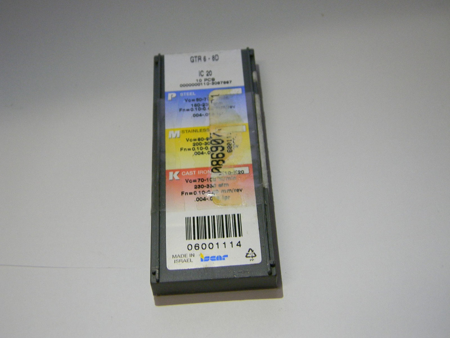 Iscar Carbide Cutoff Inserts GTR6-8D Grade IC-20 Qty 10 6001114