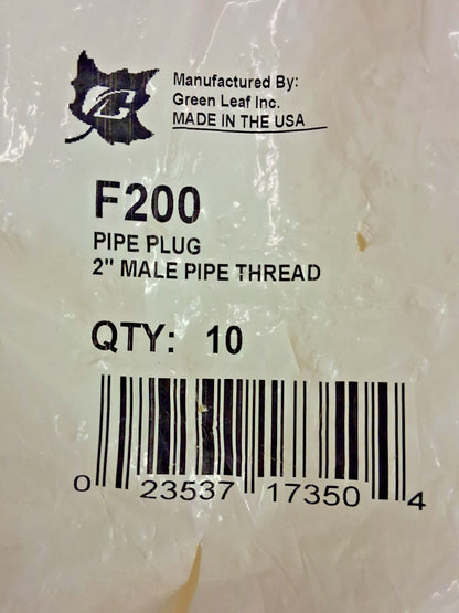 Green Leaf 2" Nylon Plastic Pipe Plugs 10PK F200