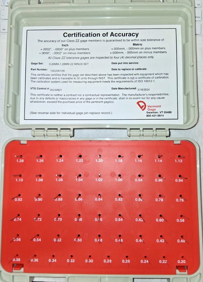 Vermont Gage Class ZZ Plug Gage 55pc Set 102200100