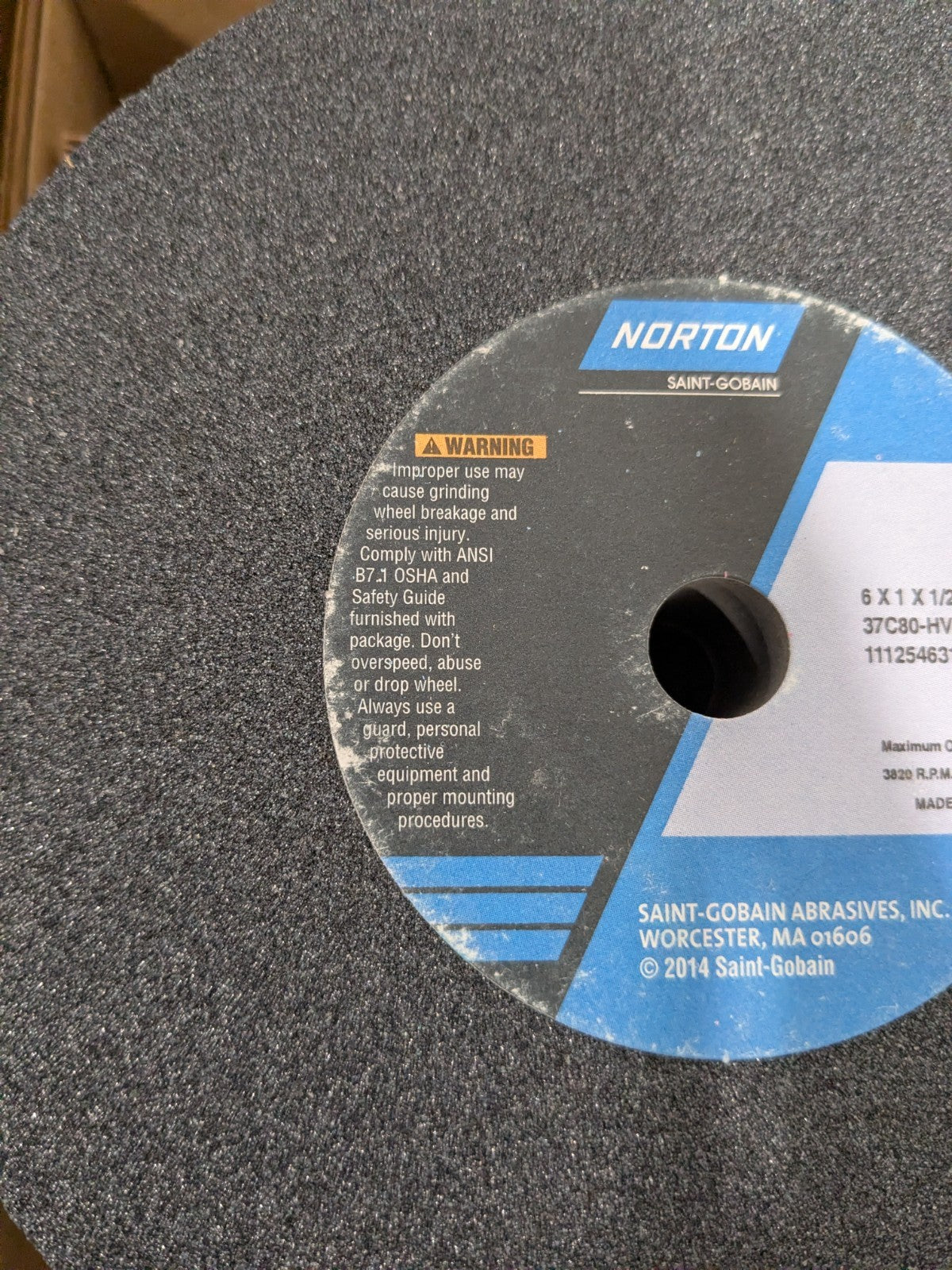 Norton Surface Grinding Wheel 6" x 1" x 1/2" 80G Qty 8 66252803225