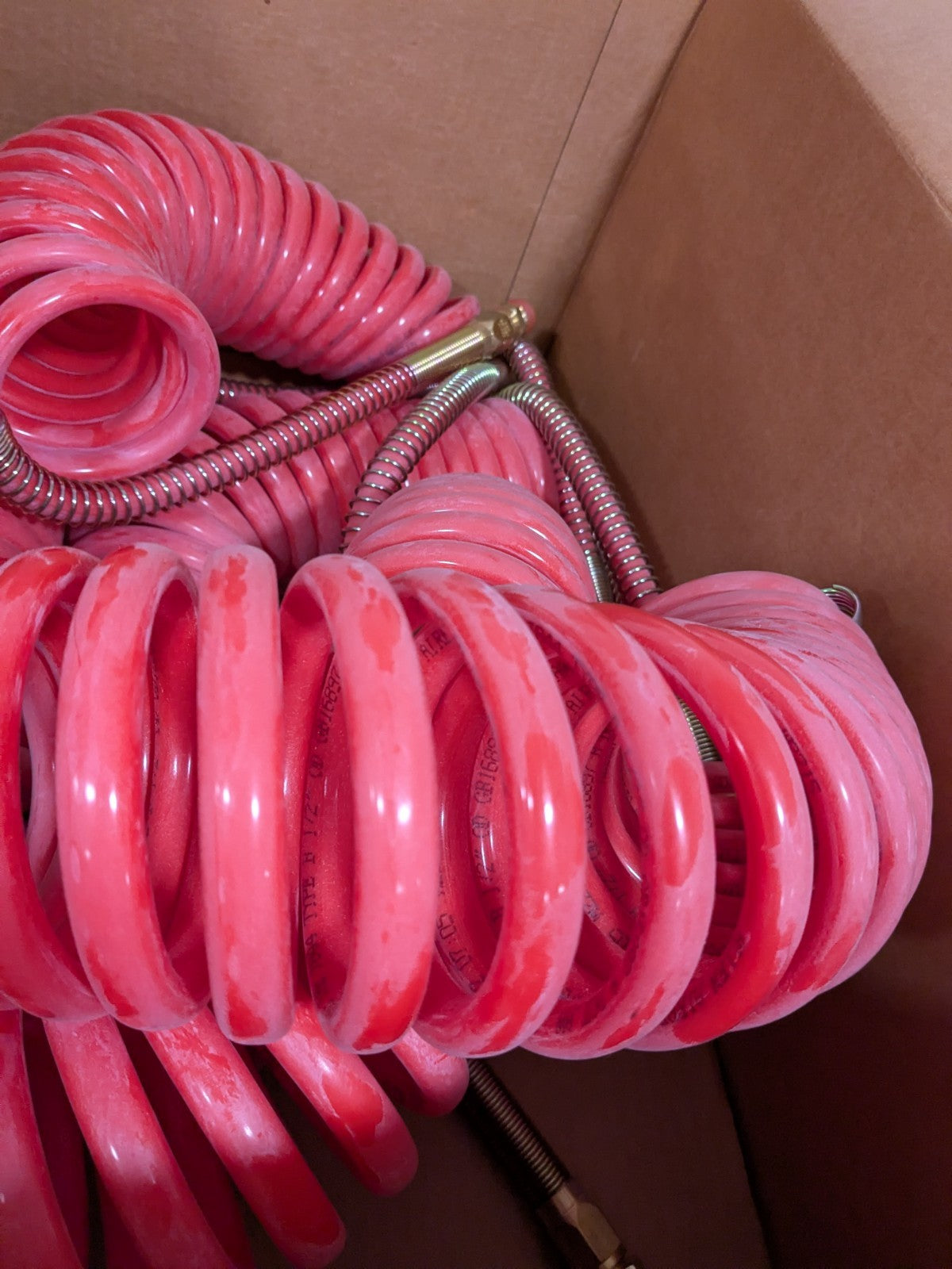 Red Steel Coiled & Self Storing Hose 1/2" ID 15 ft. Long Qty 6 B12220