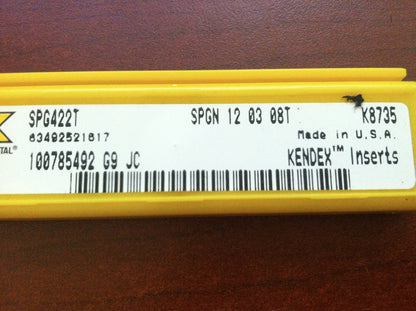 Kennametal SPG422T SPGN120308T Indexable Carbide Milling Inserts  QTY 5 K8735