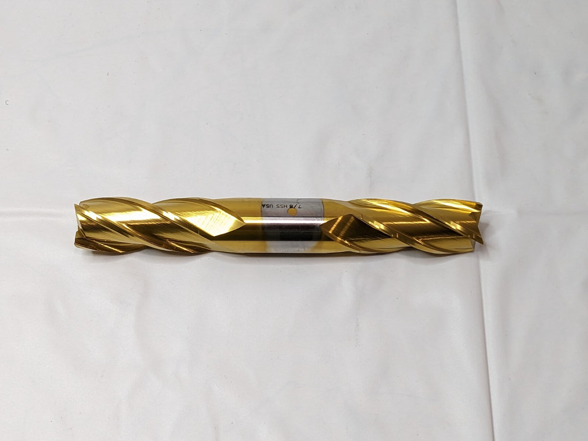 CLEVELAND Double End Mill HSS TiN 7/8" Dia X 1-7/8" LOC X 6-1/8" OAL 4FL C33095