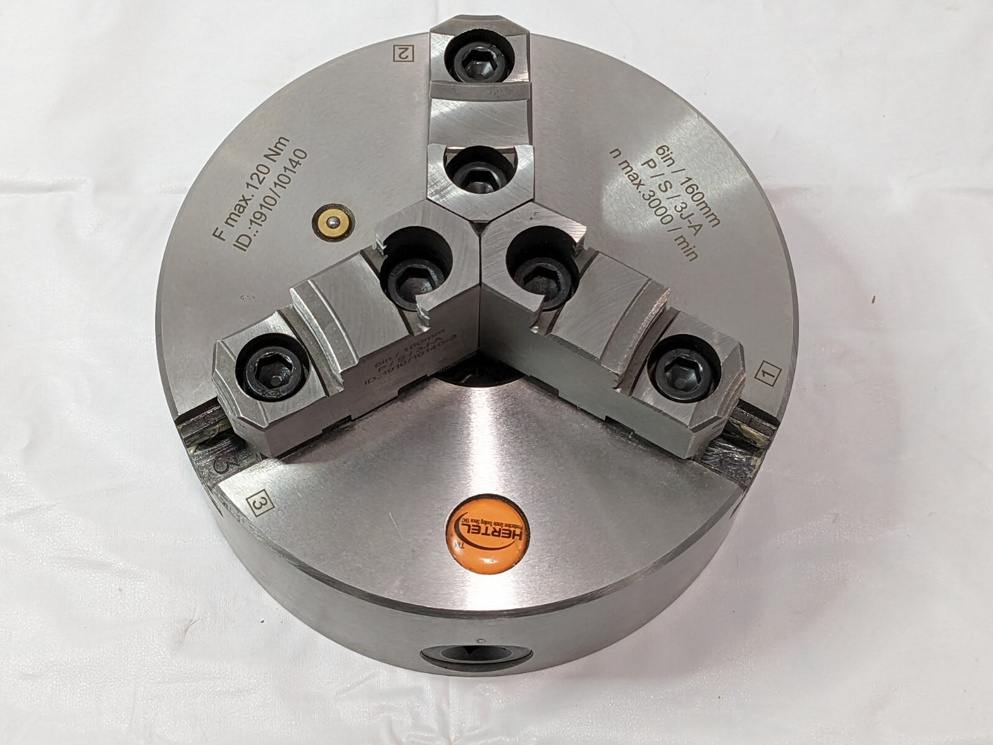Hertel Self-Centering Manual Lathe Chuck 6" Dia 3-Jaw Plain Back P / S / 3J-A