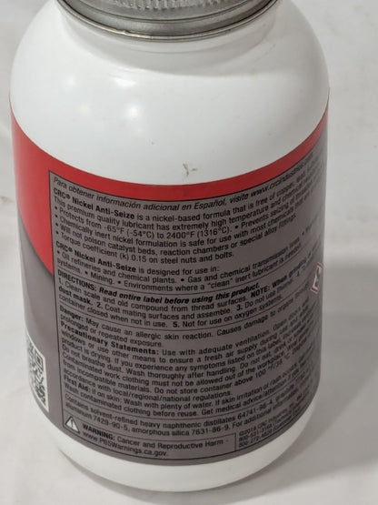 CRC High Temperature Anti-Seize Lubricant: 16 oz Bottle, Nickel Base 1007947