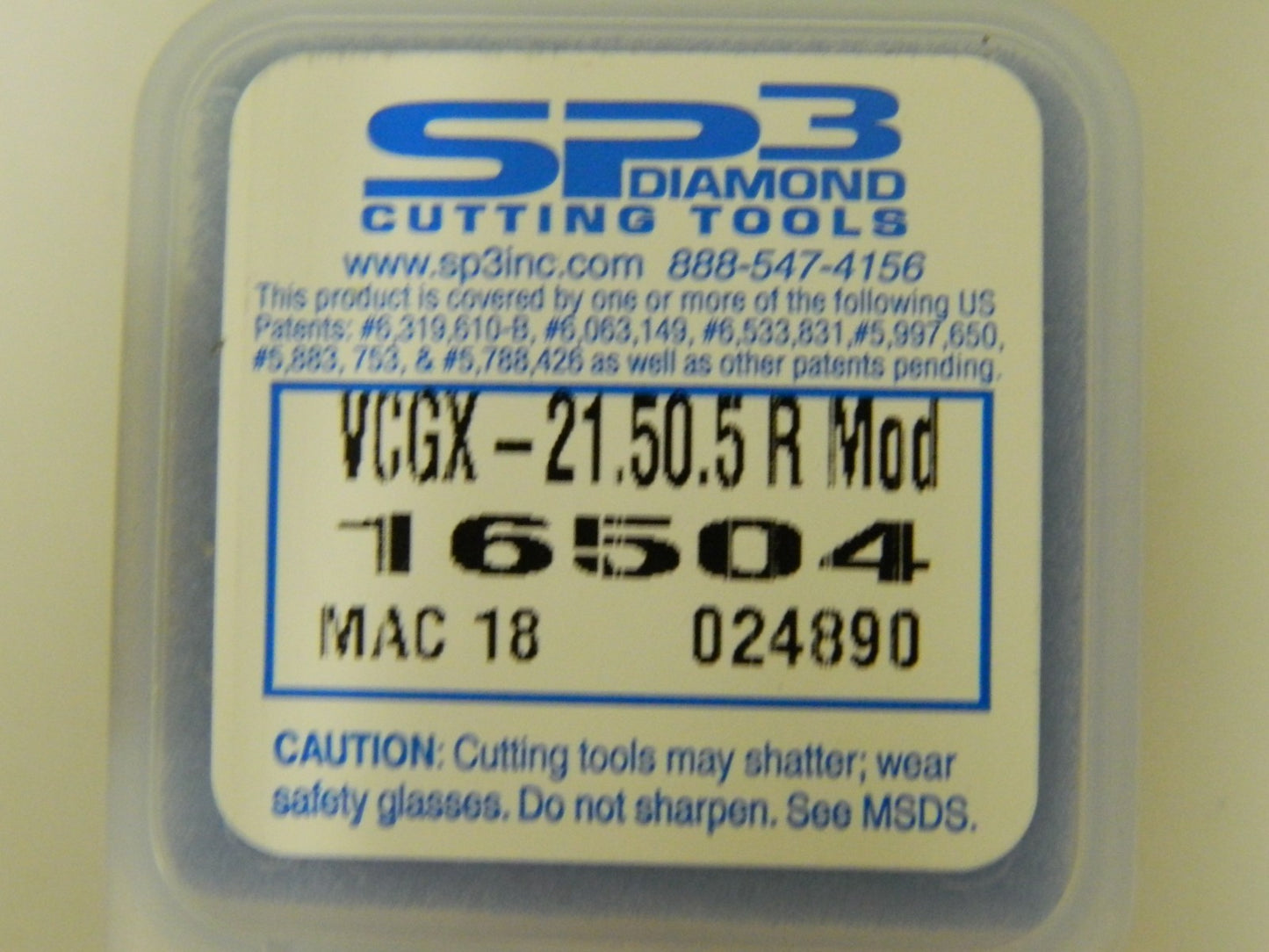 SP3 Cutting Tools Inerts  VCGX-21.50.5 R MOD MAC 18    QTY 2 16504