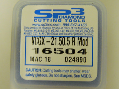SP3 Cutting Tools Inerts  VCGX-21.50.5 R MOD MAC 18    QTY 2 16504