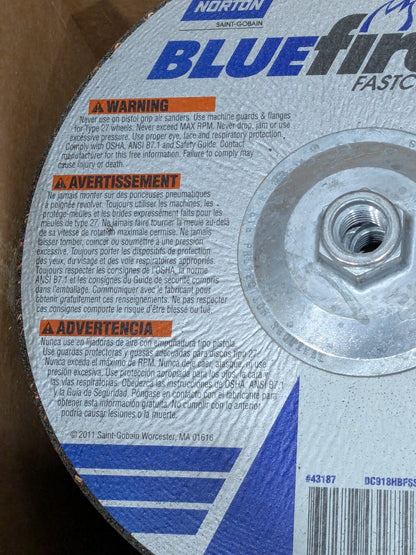 (10) Norton Depressed-Center Wheel: 9" Dia, 1/8" Thick, 5/8-11 Hole 66252843187