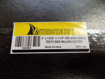 Interstate Staggered Teeth Side Milling Cutter 4" x 13/32" x 1-1/4&quo