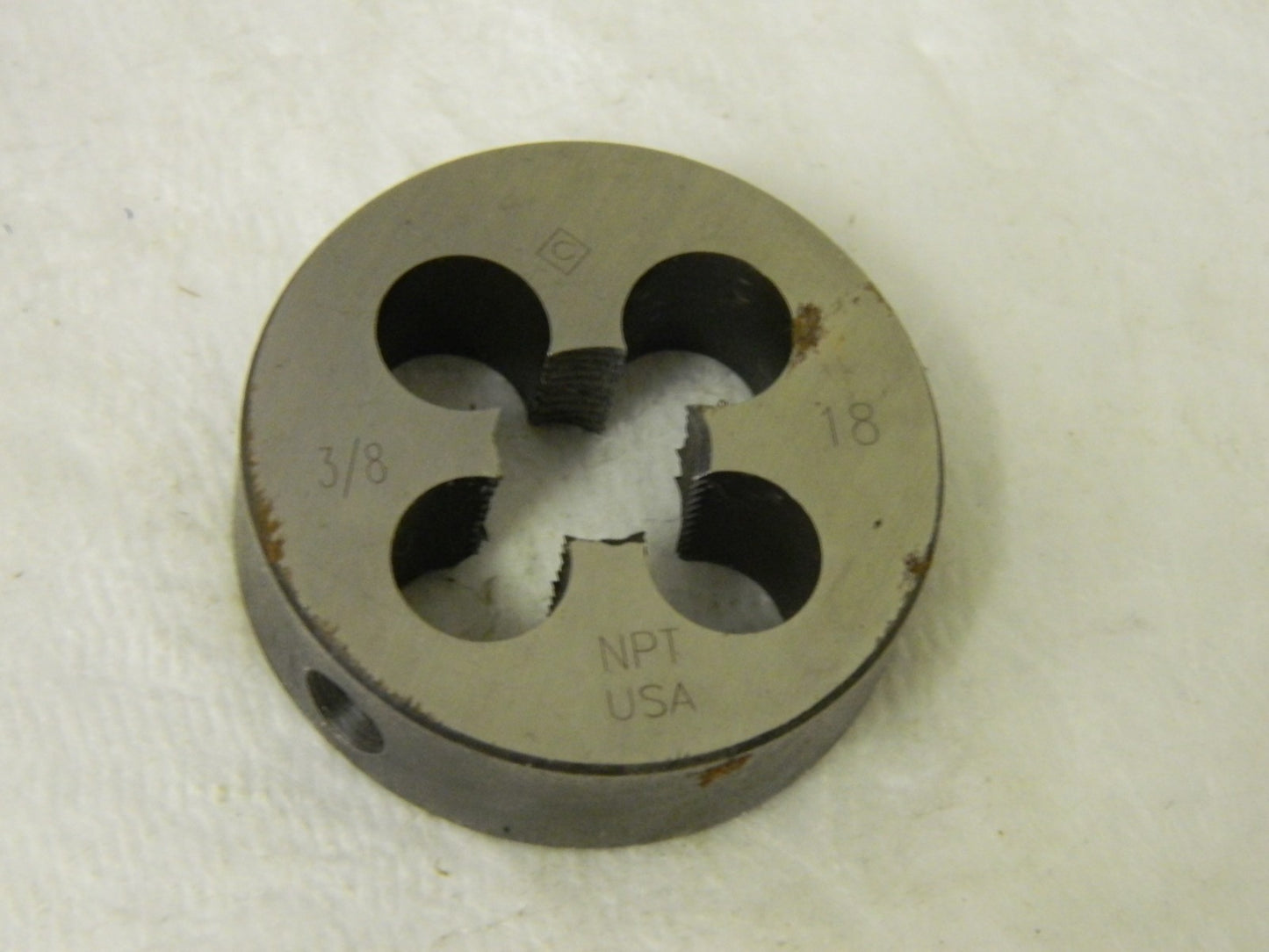 Cle-Line 3/8-18 NPT x 2" OD Round Non-Adjustable Pipe Die  C65496