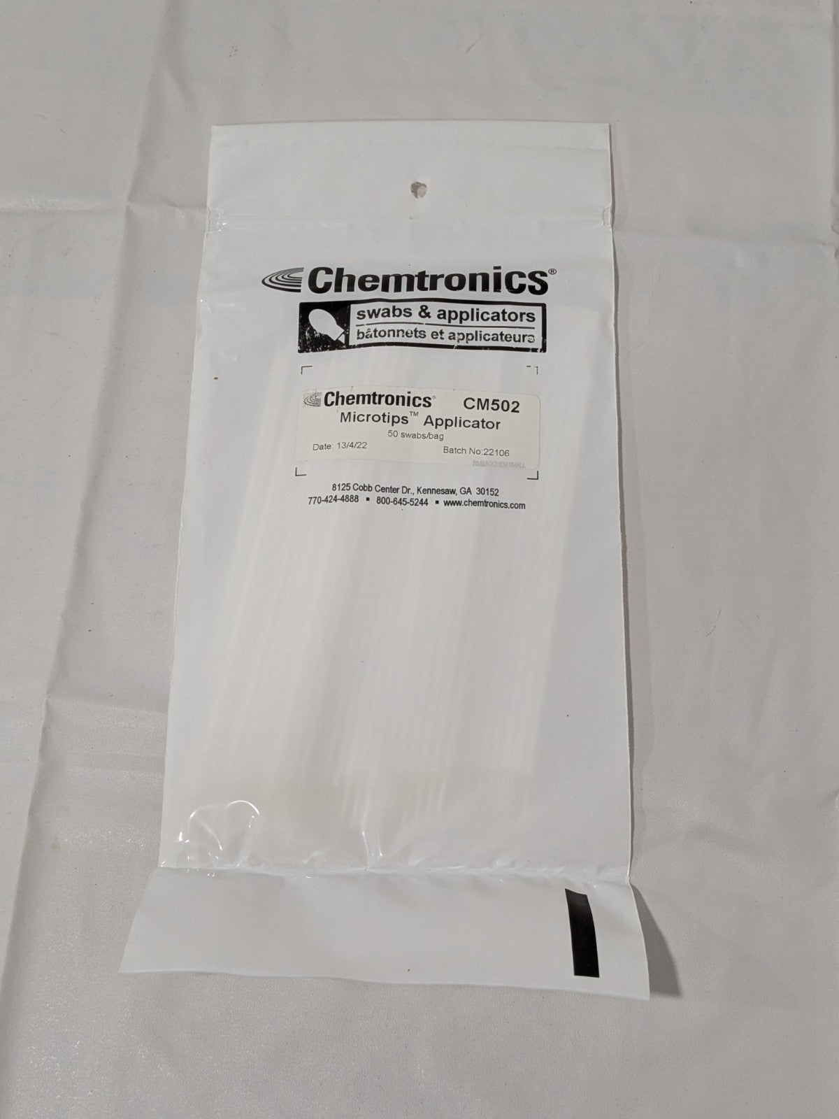 Chemtronics Swab, Single Head, 6.7" OAL, Microtip Series, 50/Pkg CM502