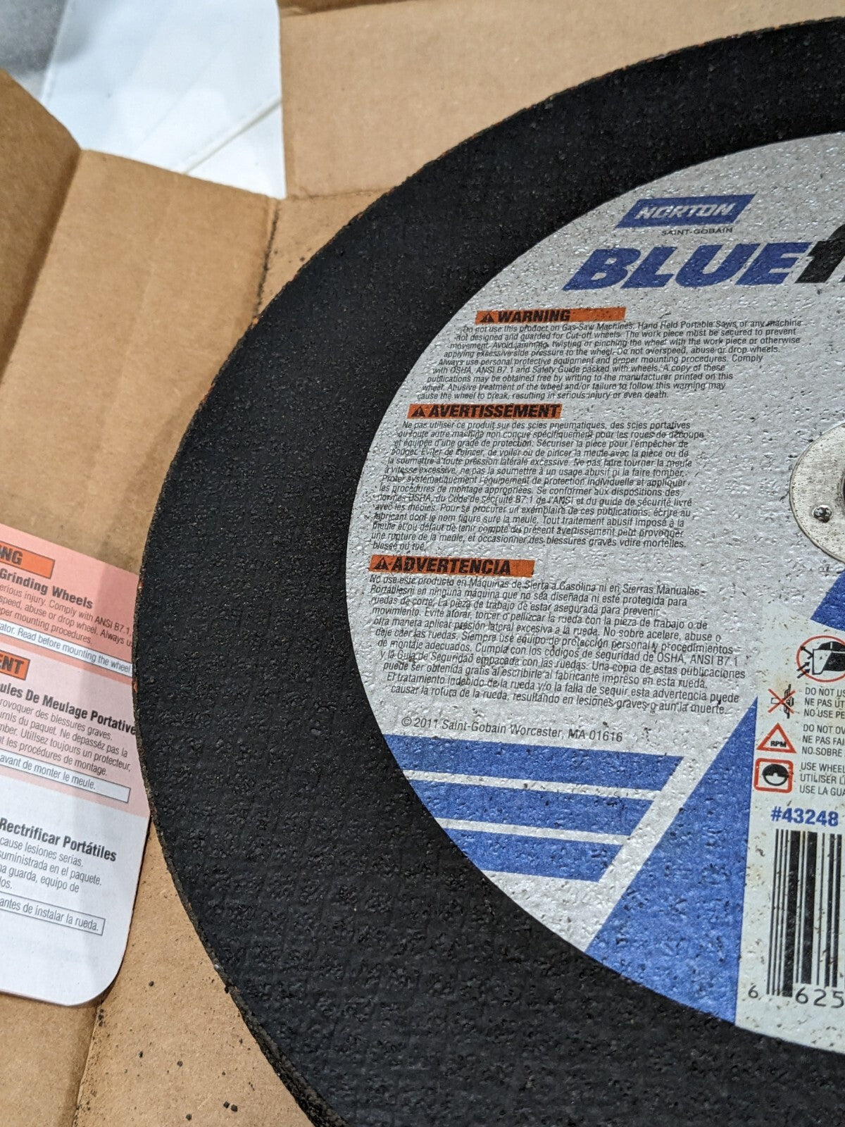NORTON Cutoff Wheel: Type 1 (01/41), 10" Dia, 3/32" Thick Qty 10 66252