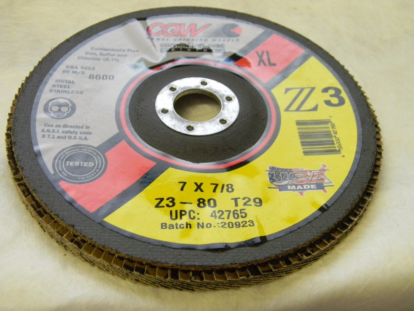 CGW Alumina Flap Disc 7" x 5/8-11 Threaded Hole Coated Zirconia QTY 5 42765
