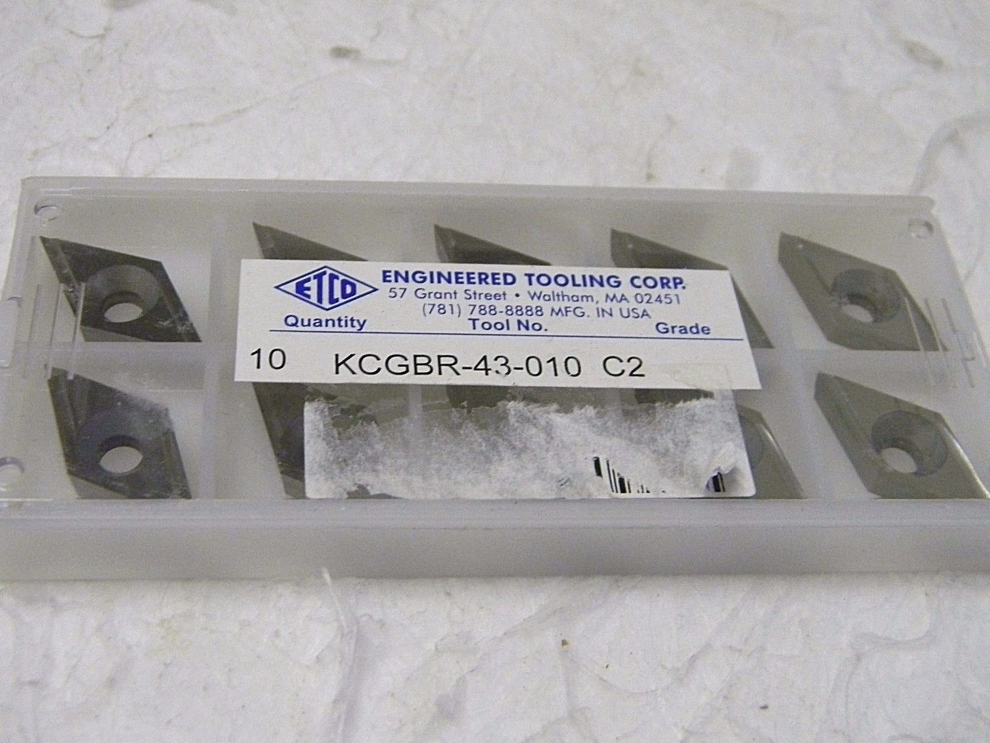Engineered Tooling Corp Carbide Profiling Inserts KCGBR-43-010 Grade C2