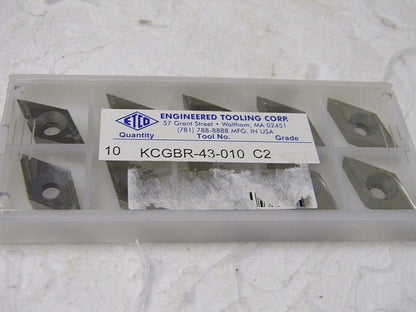Engineered Tooling Corp Carbide Profiling Inserts KCGBR-43-010 Grade C2