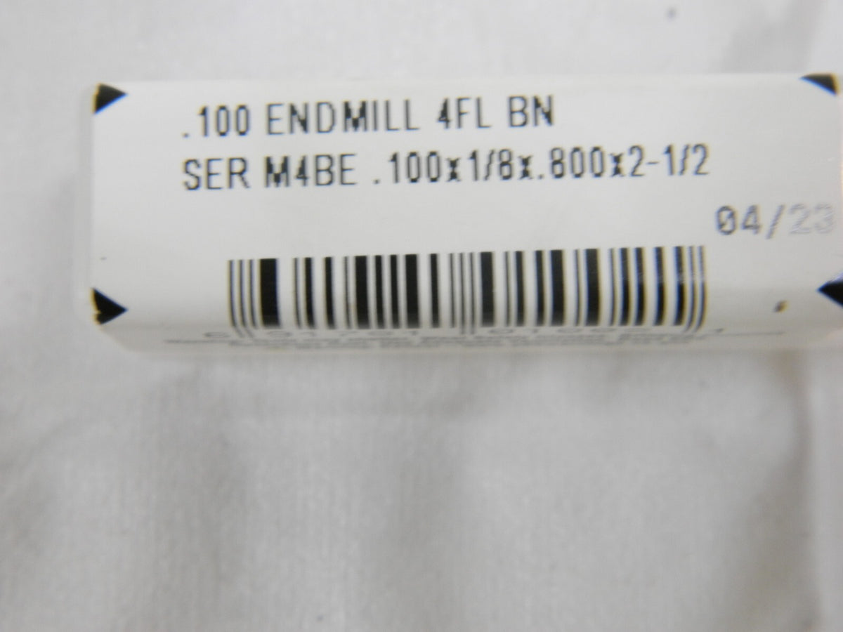 SGS Ball End Mill: 0.1" Dia, 0.8" LOC, 4 Flute, Solid Carbide Qty 3 01002