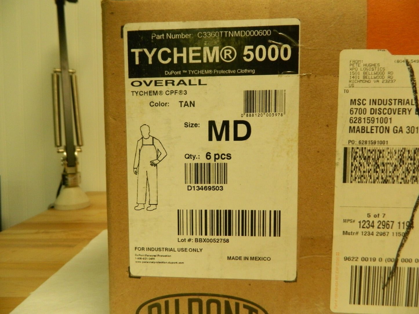 Dupont Sz M Film Laminate Chemical Resistant Bib Overalls Qty 6 C3360TTNMD000600