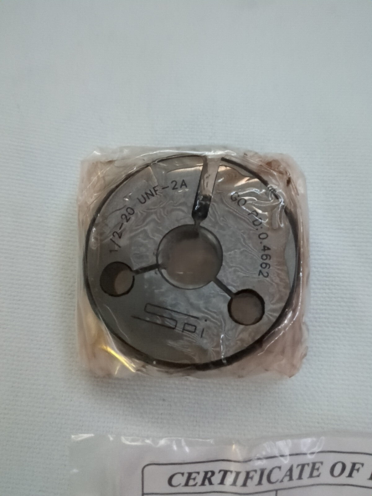 SPI Threaded Ring Gage: 1/2-20 Thread, Class 2A, Go 23-177-9