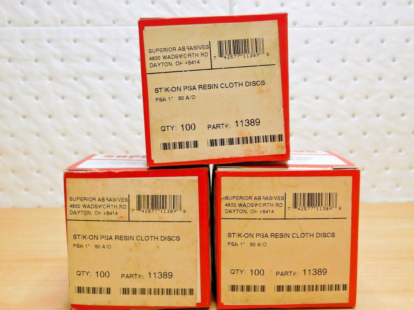 Superior Abrasives Stick-On PSA Resin Cloth Discs 1" Diam 50 Grit Qty 300 11389