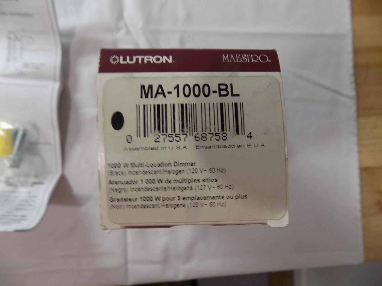 Lutron Maestro Multi Location Dimmer MA-1000-BL Black 1000W