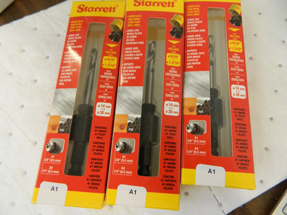 STARRETT Hole Saw Arbor 3pk: Straight Shank, Drill Pilot 55141