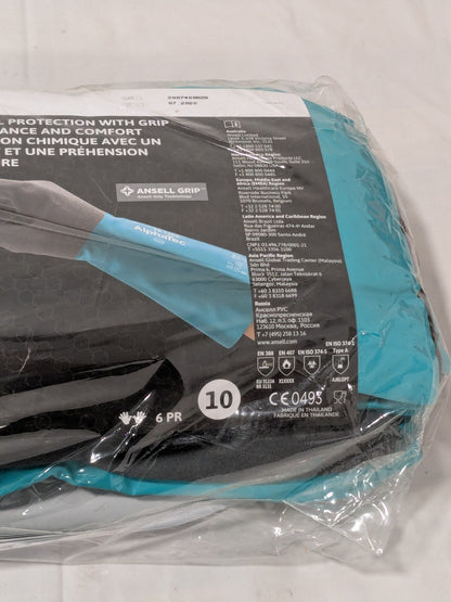 Ansell Chemical Resistant Gloves: Sz XL 13 mil, Nitrile-Coated 6 Pairs 58535B100