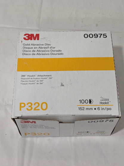 100ct 3M Gold Abrasive 6" Hookit Sanding Discs - Grit P320 00975
