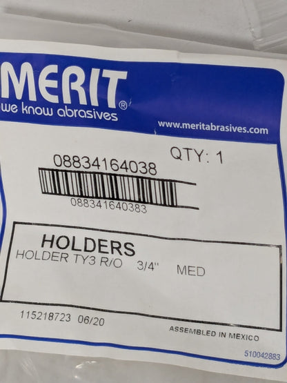 Merit Disc Backing Pad: 3/4" Dia, Quick-Change Type R Qty 3 08834164038