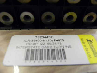Interstate RD8P I22 Carbide Turning Insert Qty 10 ICR39400H