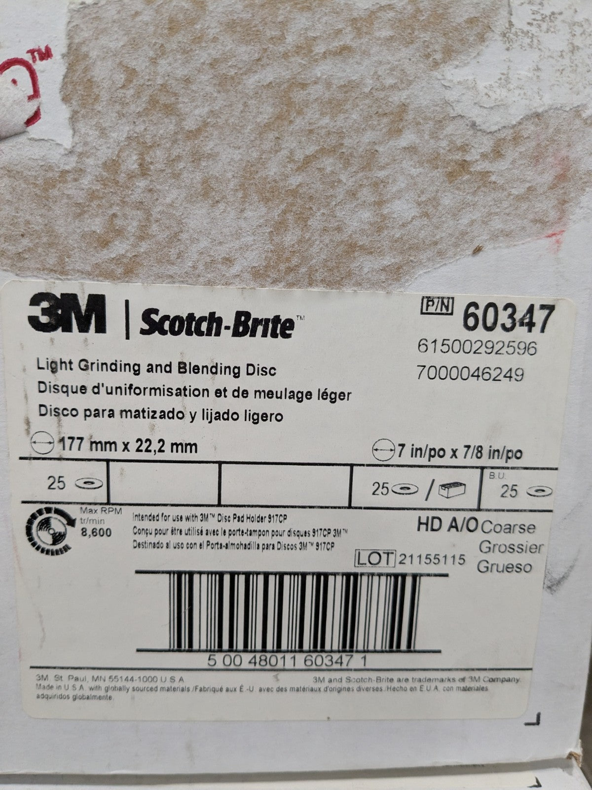 (25) SCOTCH-BRITE Hook-and-Loop Surface Conditioning Disc, 7" x 7/8" 7000046249