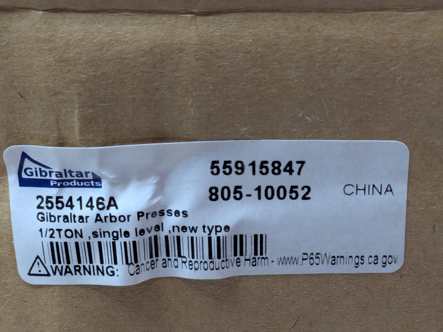 GIBRALTAR Arbor Press 1/2 Ton Single Level 805-10052
