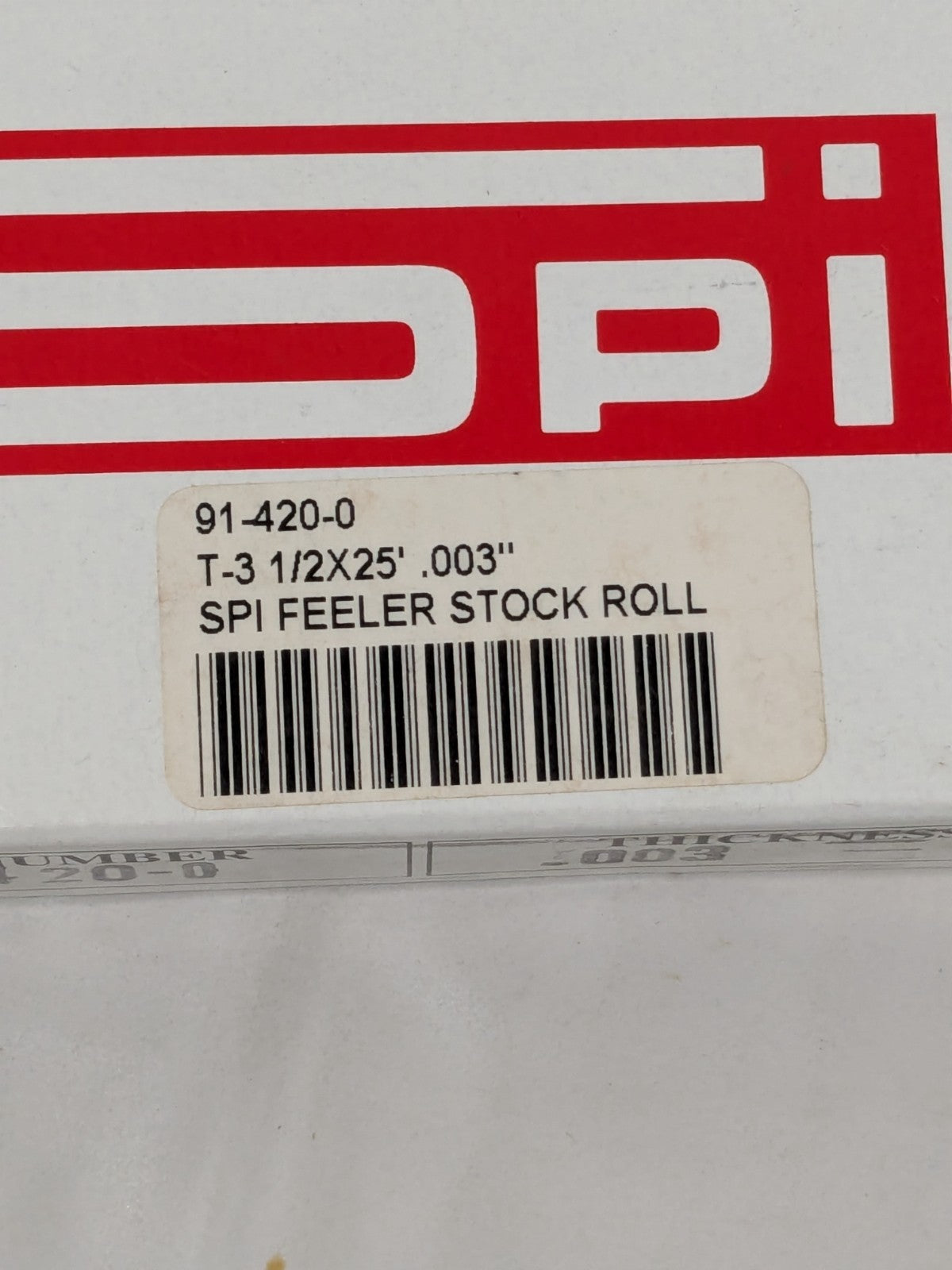 SPI Feeler Stock Roll: 0.003" Thick, 1/2" Wide, 25' Long 91-420-0