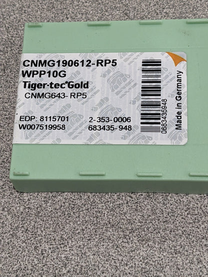 WALTER Turning Insert: CNMG643-RP5 WPP10G, Solid Carbide Qty 10 8115701