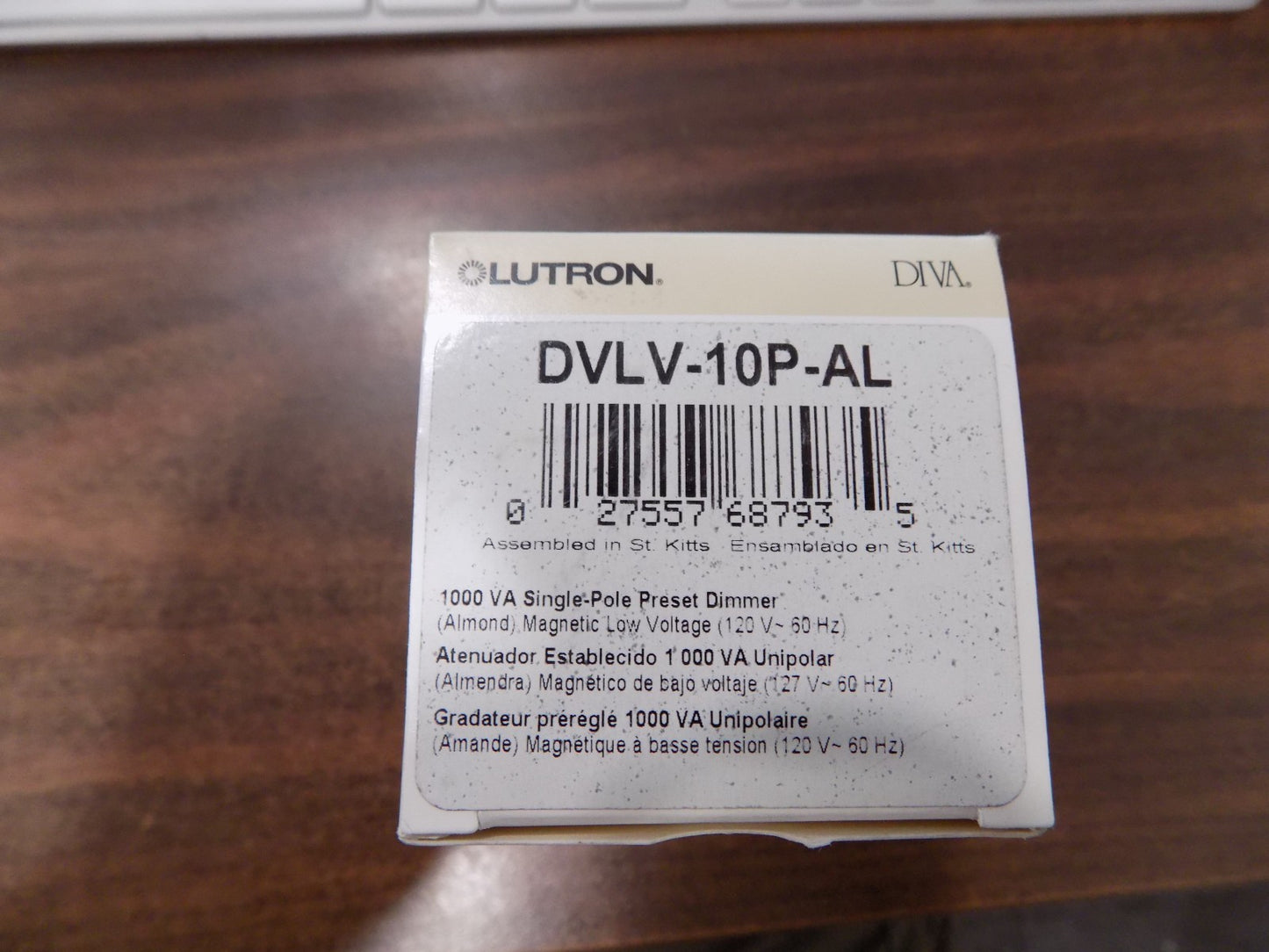 Lutron DVLV-10P-AL Diva 1000VA 800W Magnetic Low Voltage Single Pole Dimmer