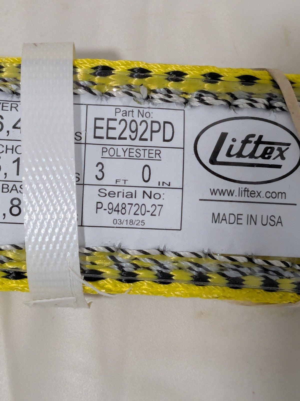 LIFTEX Flat Eye & Eye, Type 3 Web Sling: 3' Long, 2" Wide EE292X3PD