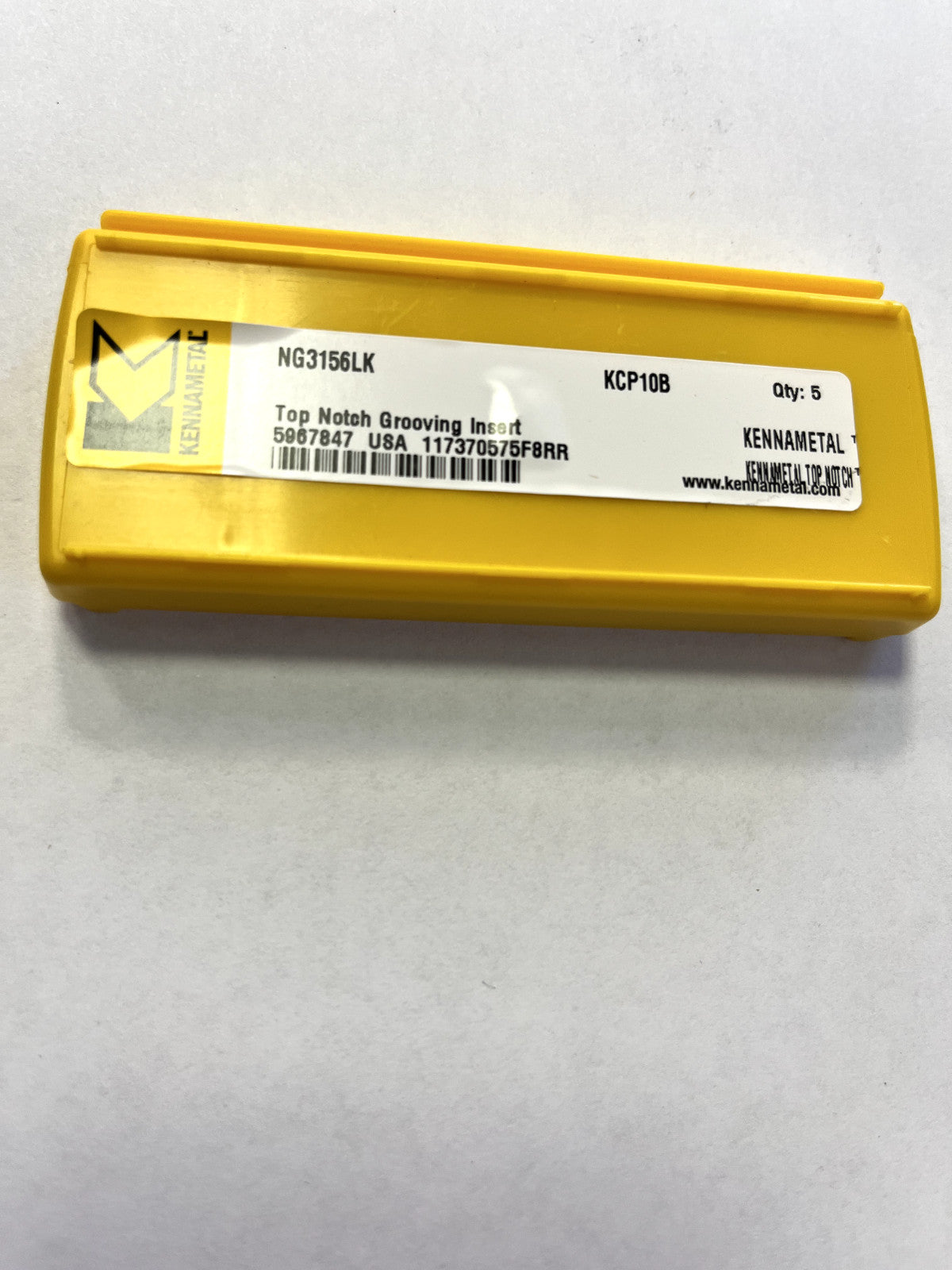 KENNAMETAL Grooving Insert: NG3K KCP10B, Solid Carbide Qty 5 5967847