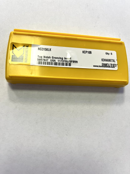 KENNAMETAL Grooving Insert: NG3K KCP10B, Solid Carbide Qty 5 5967847