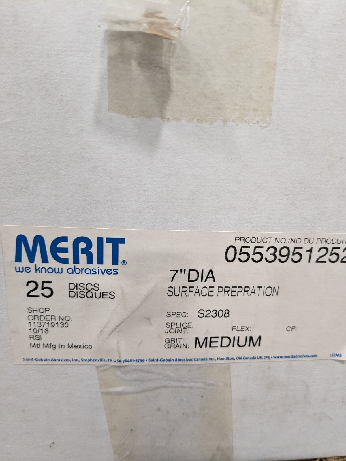 Merit 7" Blank A/O Medium Rapid Prep Hook &amp; Loop Disc Qty 25 0553951252