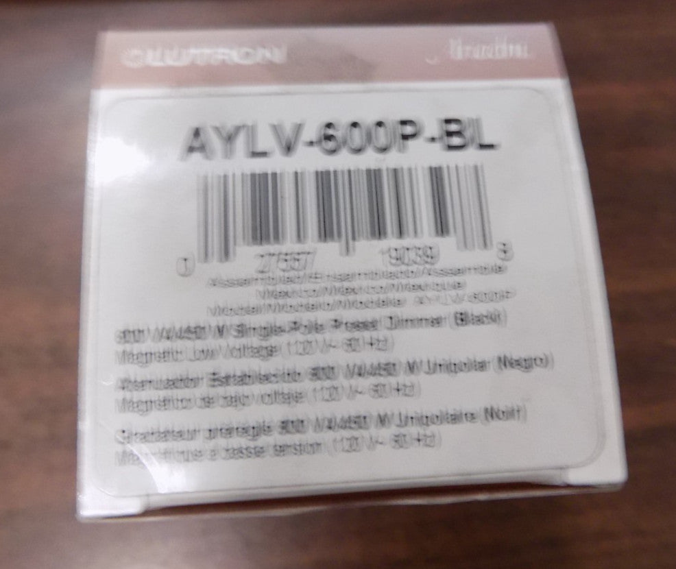 Lutron Toggler Dimmer Switch Magnetic Low-Voltage AYLV-600P-BL 600W Black