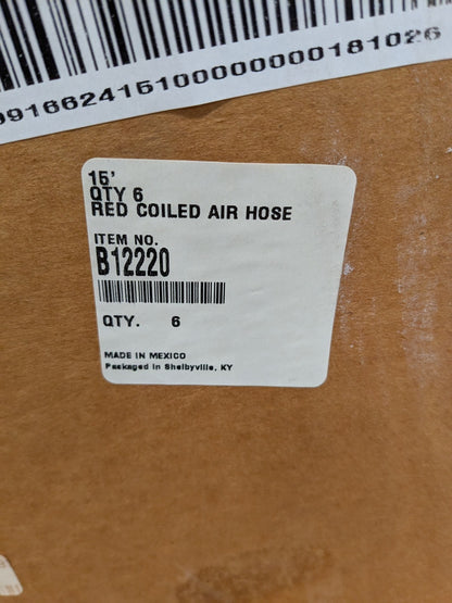 Red Steel Coiled & Self Storing Hose 1/2" ID 15 ft. Long Qty 6 B12220