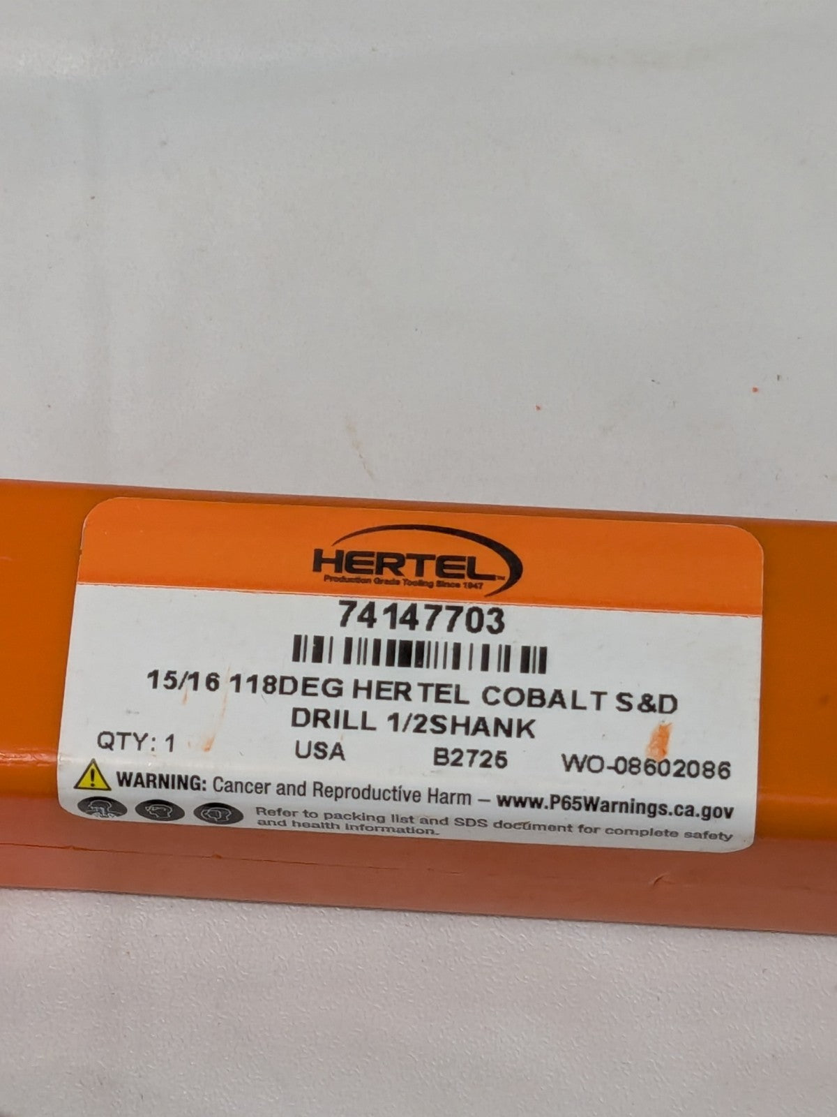 HERTEL Reduced Shank Drill Bit: 15/16'' Dia, 1/2'' Shank Dia