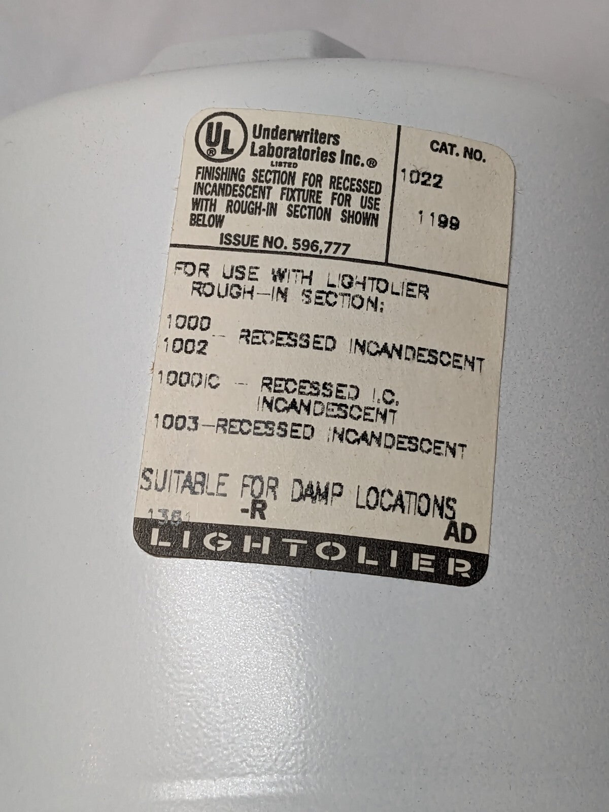 Lightolier 5" Aperture Baffle Eyeball Reflector Trim  1022