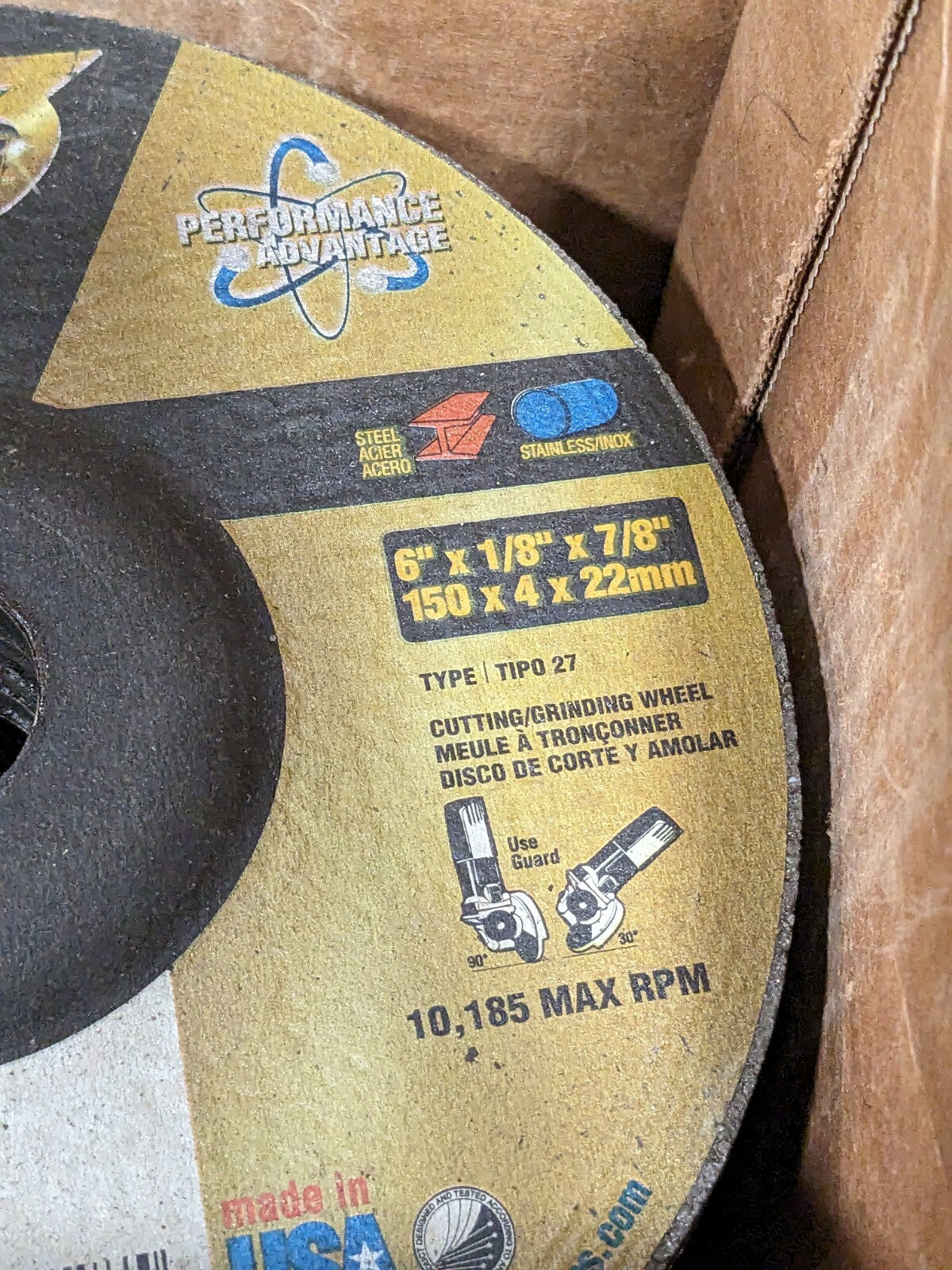 NORTON Grinding Wheel: T27, 6" Dia, 1/8" Thick, 7/8" Hole Qty 19