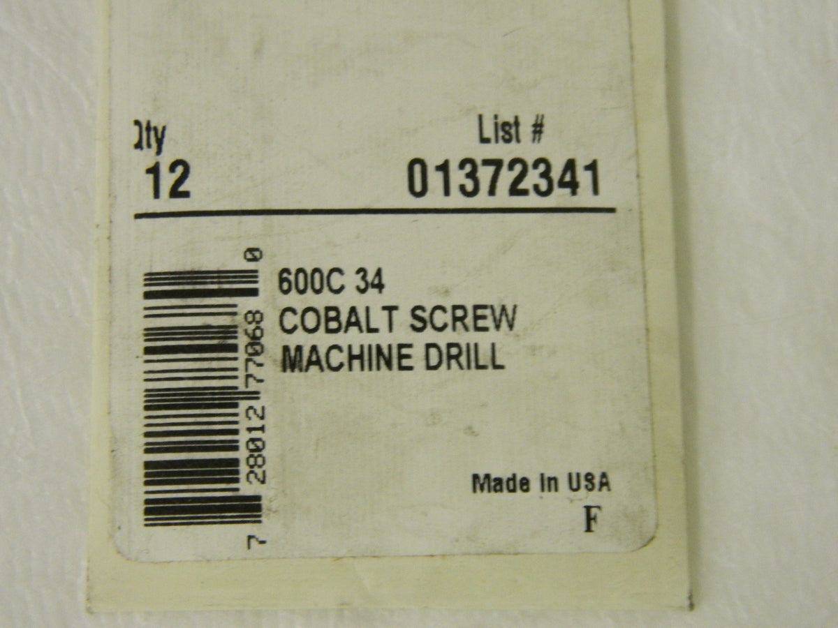 Precision Spiral Screw Machine Drill Bit  0.111" Cobalt 135°Qty. 24 #013723