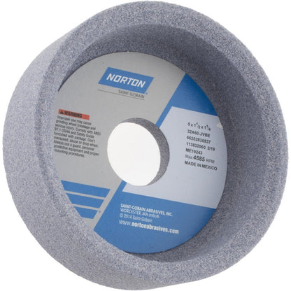 Norton Grinding Wheel: 5" Dia, 60 Grit, J Hardness, Type 6 66252830837