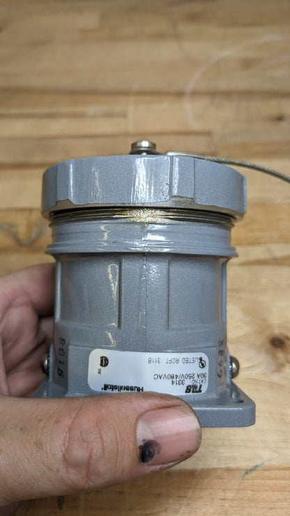 Russellstoll T &amp; B 3314 Receptacle w/ Junction Box &amp; Cap 30A 3W4P 480VAC